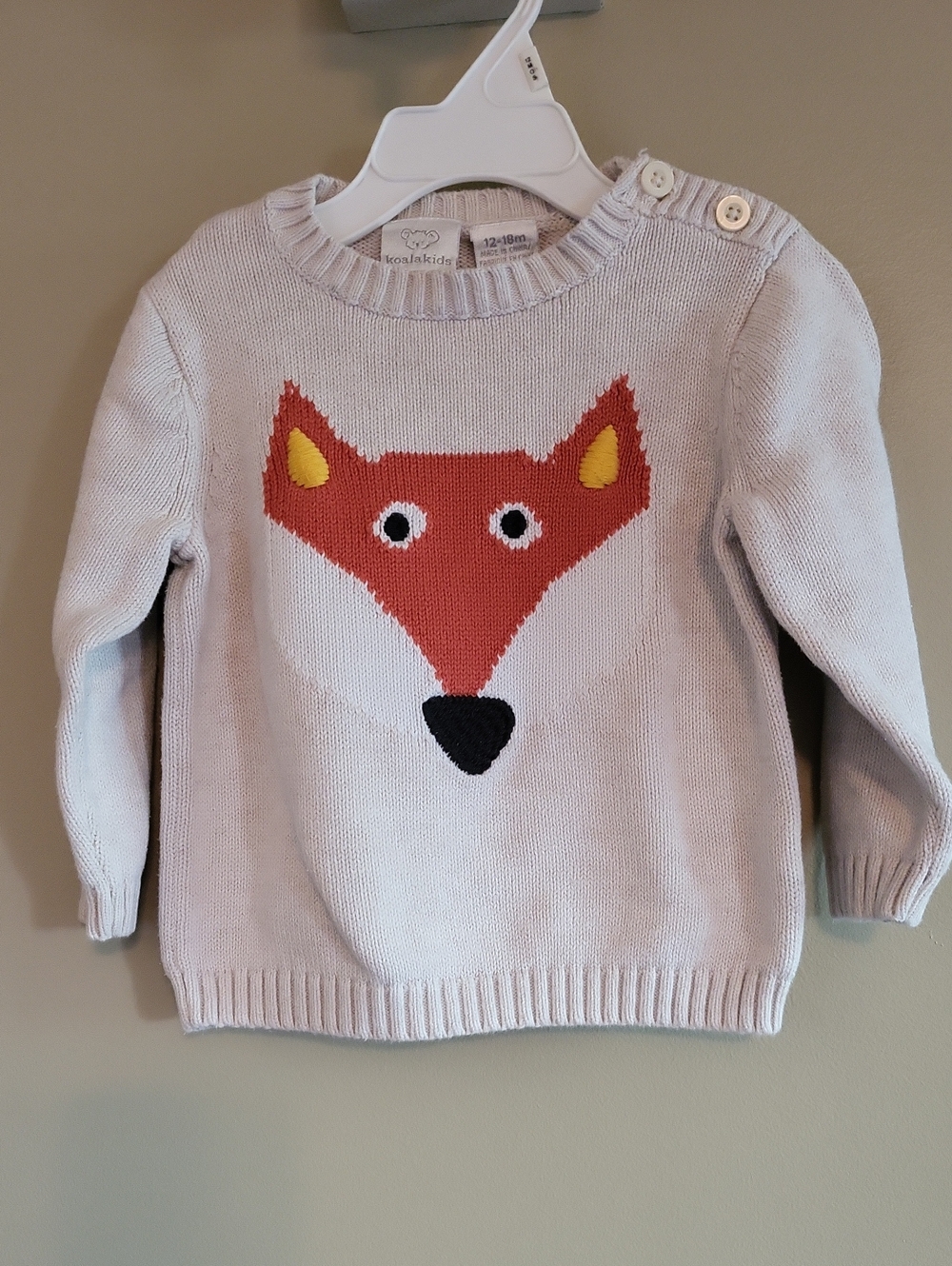 Koala Kids ivory knit fox pullover sweater